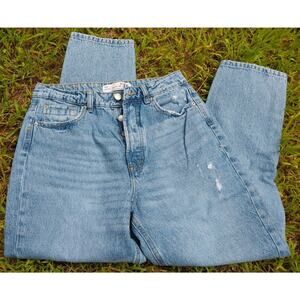 Stradivarius Distressed MOM jeans size 8 button fly midrise